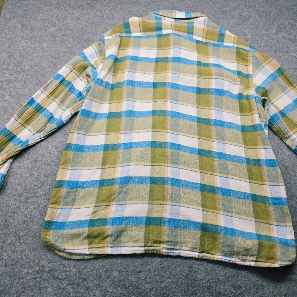 Levis Relaxed Fit Flannel Shirt Mens L Green Blue Plaid Long Sleeve Button Up - Picture 7 of 12